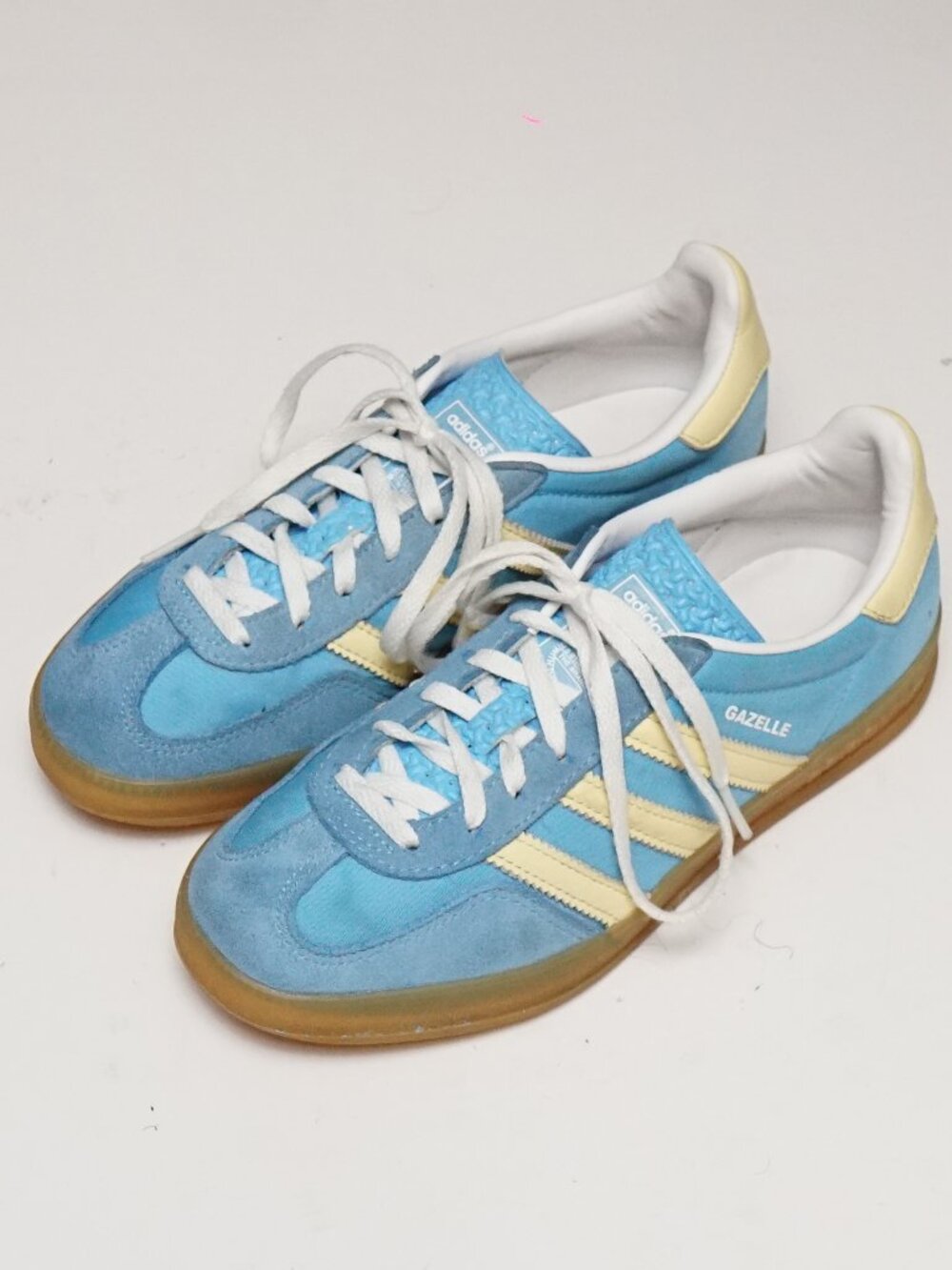 adidas Women's Gazelle Indoor Blue Burst Yellow Fashion Sneakers Cute , Size 6